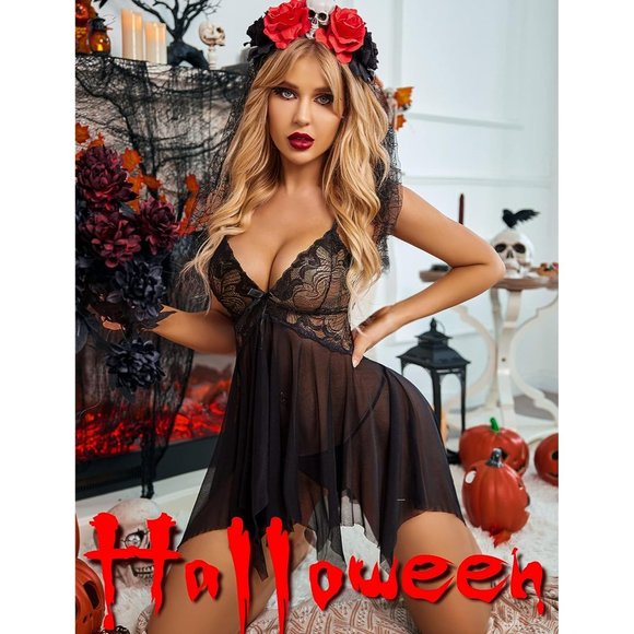 Women Lingerie  Lace Babydoll Sleepwear Outfits Plus Size  XS-5XL - Picture 2 of 7